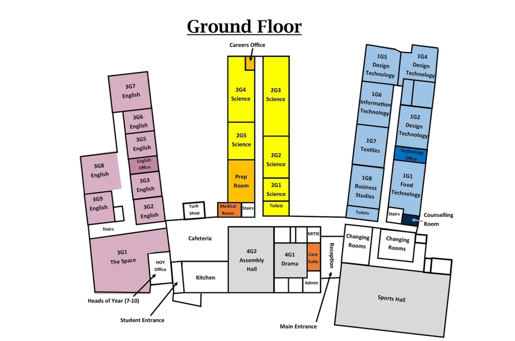 Ground Floor Map of Leigh Academy Hugh Christie